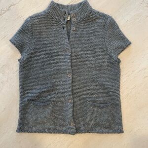 Eileen Fisher Short-Sleeve Button Front Knit Cardigan - Gray